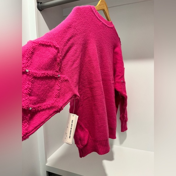Nanette Nanette Lepore Pink Diamond Knit Crystal Sweater size XL NEW oversized - Picture 4 of 9
